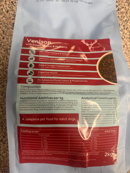Grain Free Venison & Salmon with Sweet Potato & Mulberry 2KG
