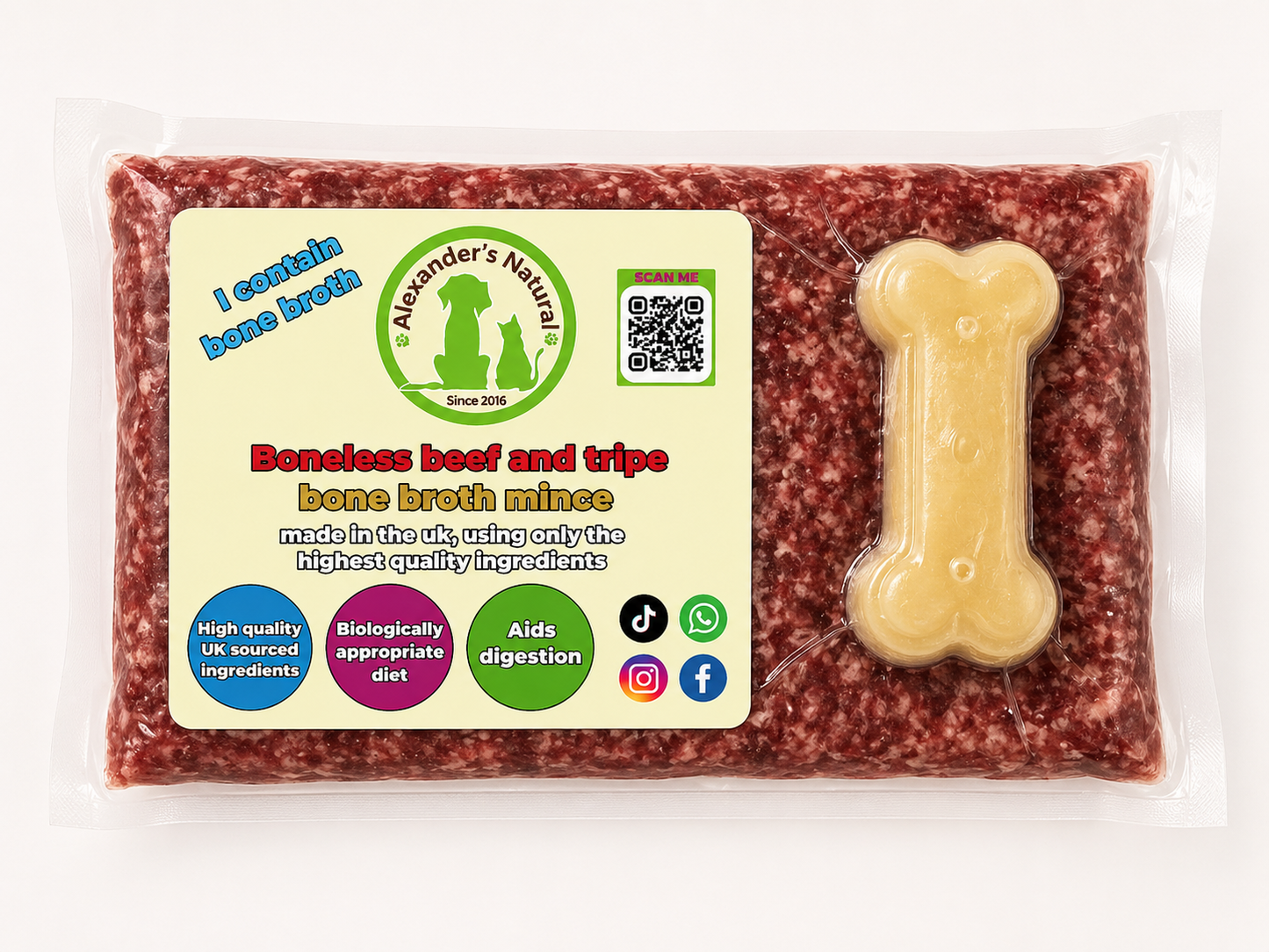 Alexander’s Natural - Boneless Beef & Tripe with Bone Broth (500G)