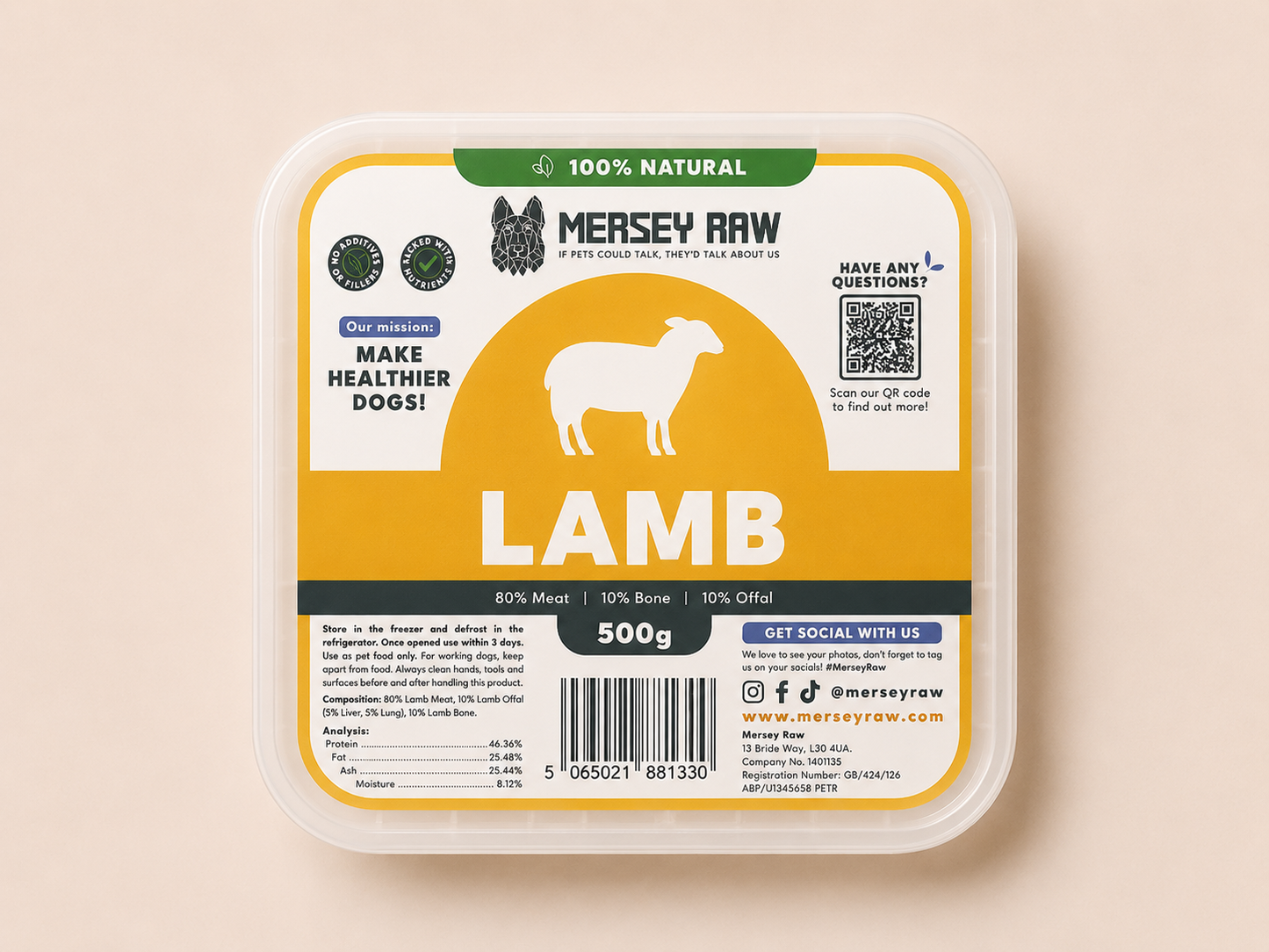 Mersey Raw - Lamb (500G